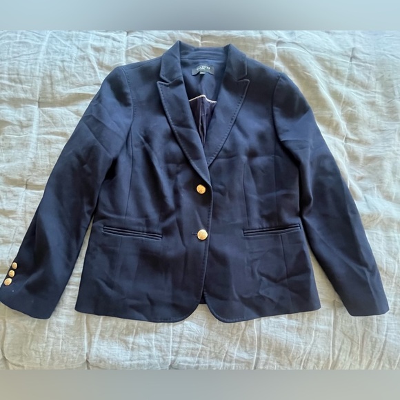 Talbot’s Wool Blend Navy Blazer Size 12P Lined Gold Buttons Classic Preppy - Picture 1 of 13
